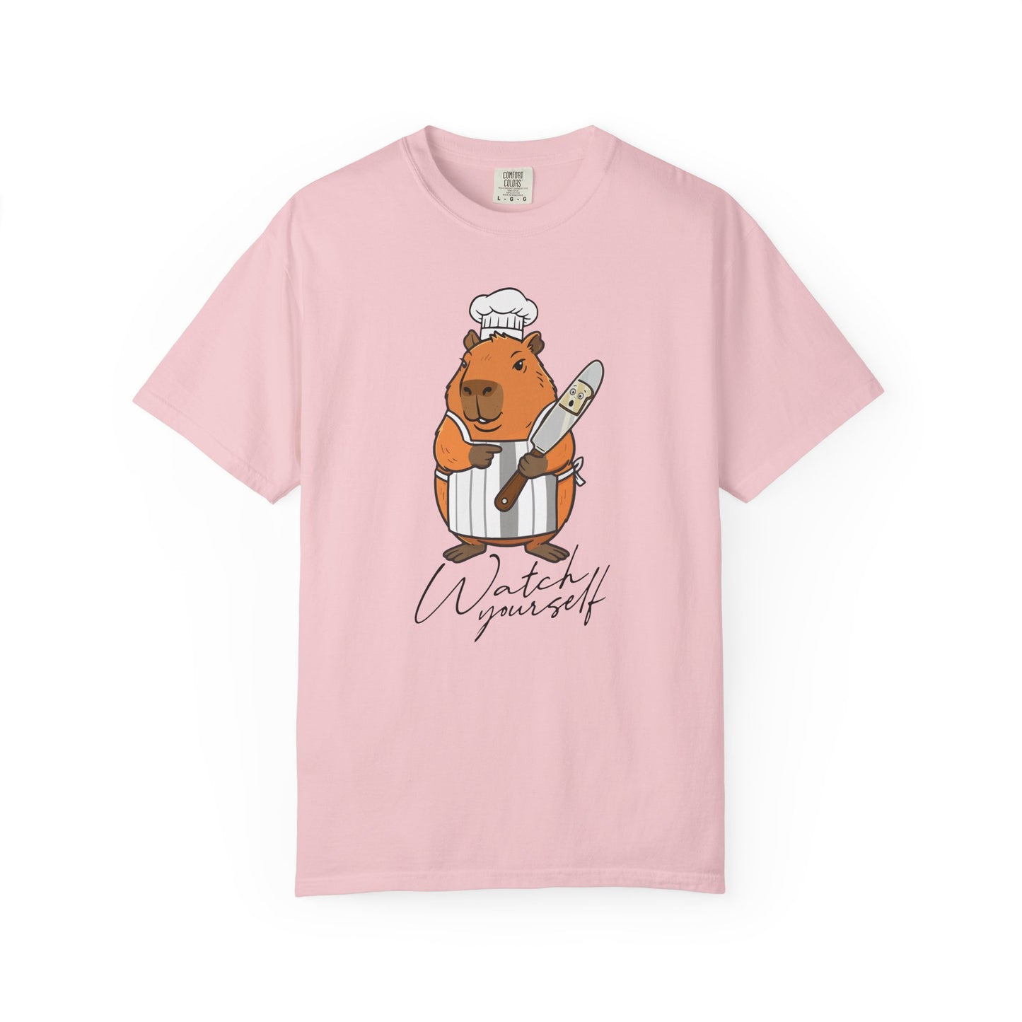 Capybara Chef T-Shirt — "Watch Yourself" Cute Cooking Animal Tee