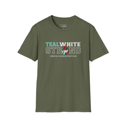 Teal White Strong - Cervical Cancer Fight Club T-Shirt