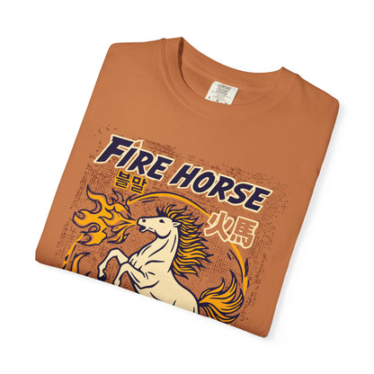 'Fire Horse' Spicy Hot Instant Ramyeon T-Shirt — Retro Lunar New Year Graphic Tee
