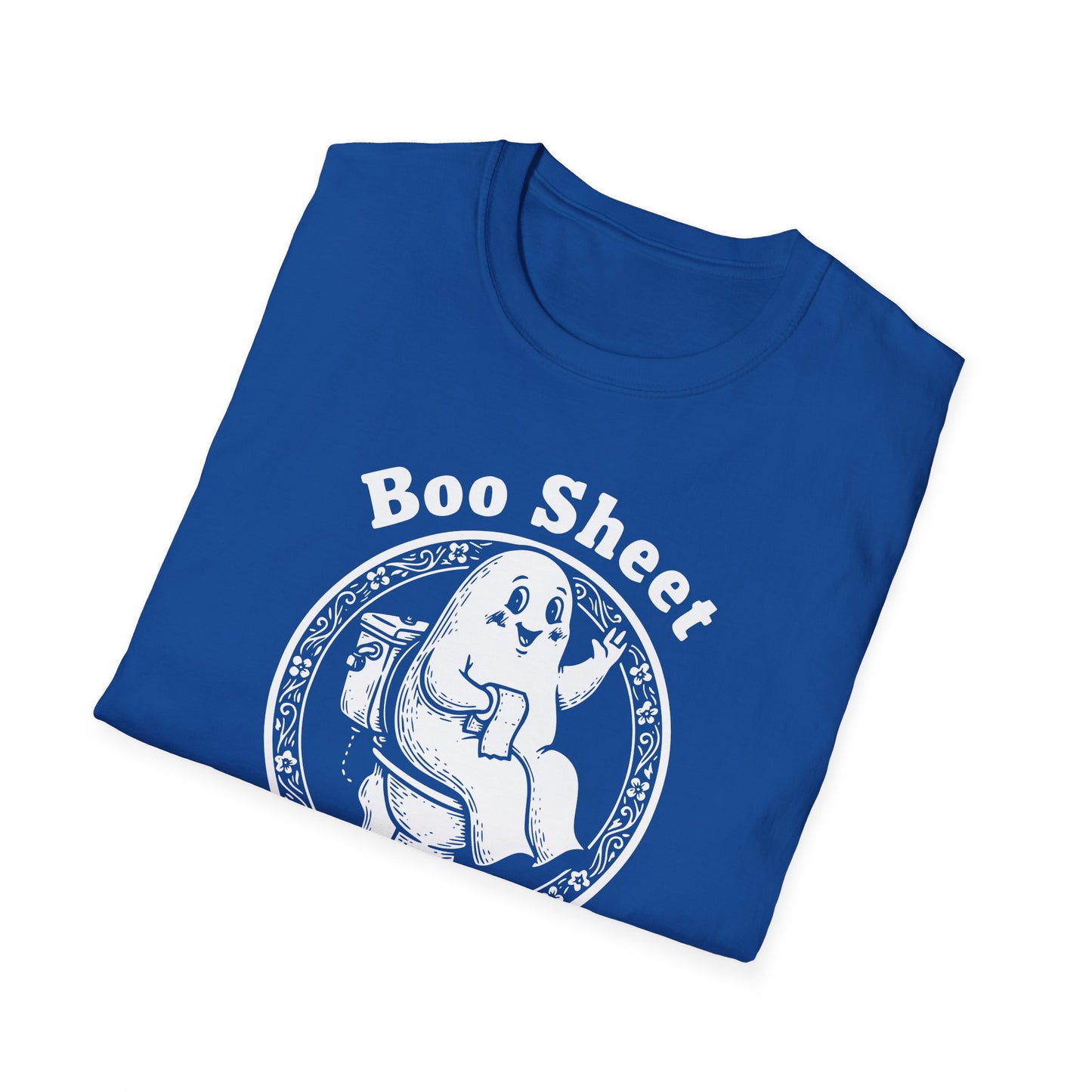Boo Sheet T-Shirt — Funny Ghost on Toilet Halloween Tee