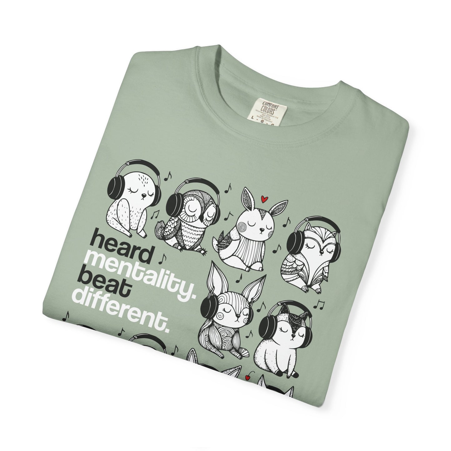 'Heard Mentality. Beat Different.' T-Shirt — Headphone Bunny Animals Graphic Tee