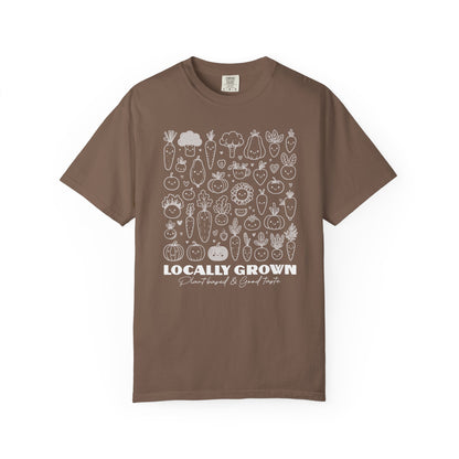 "Locally Grown: Plant Based & Good Taste" T-Shirt — Organic Vegan Farmer Garden Tee