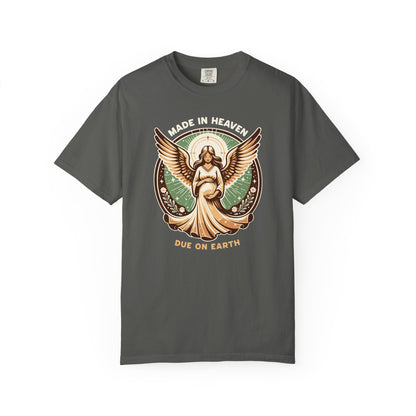 "Made in Heaven, Due on Earth" Angel Graphic T-Shirt — Vintage Expecting Mother Tee