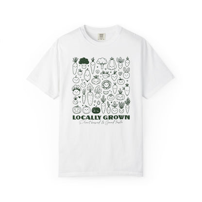 "Locally Grown: Plant Based & Good Taste" T-Shirt — Organic Vegan Farmer Garden Tee