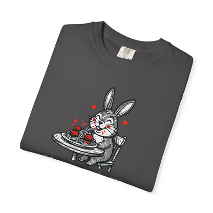 More Spaghetti Less Upsetti T-Shirt — Cute Bunny Pasta Graphic Tee