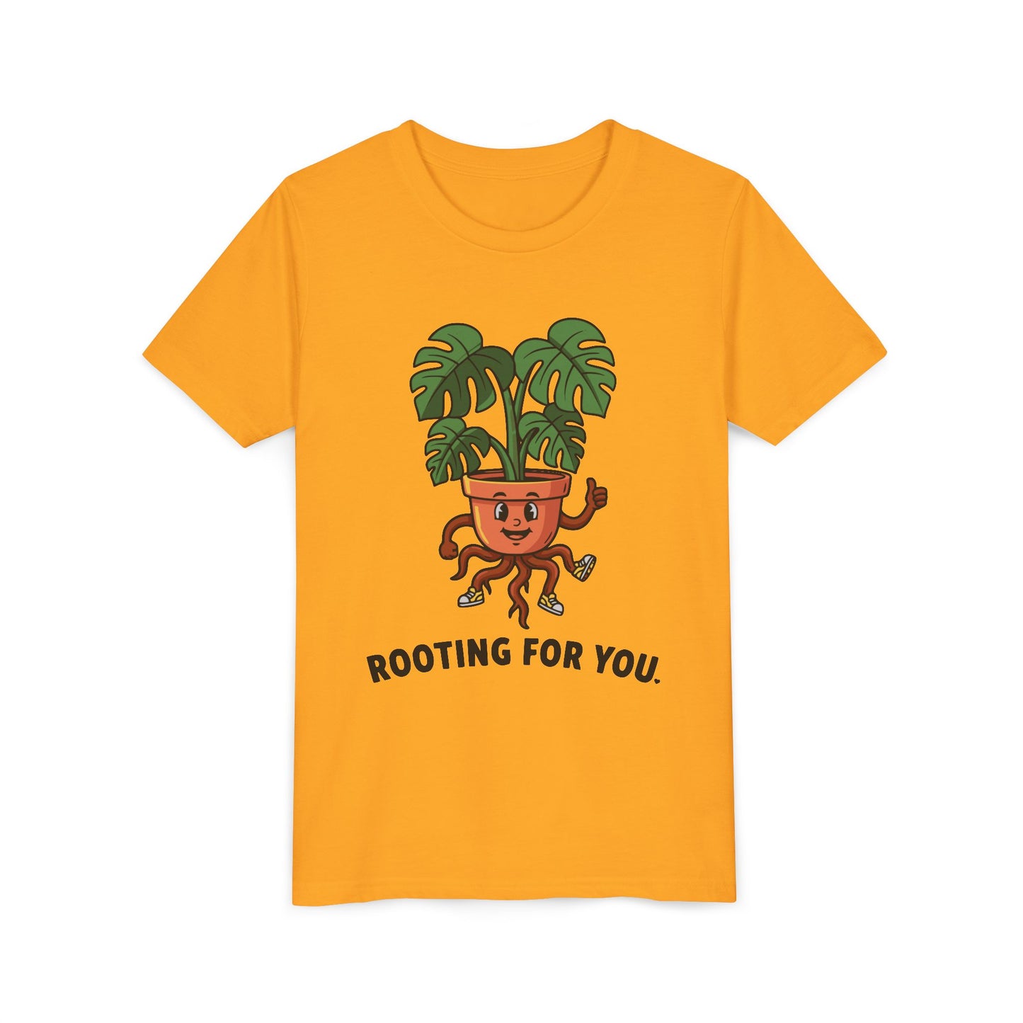 "Rooting For You" Youth Tee — Cute Plant Pot Support Graphic T-Shirt