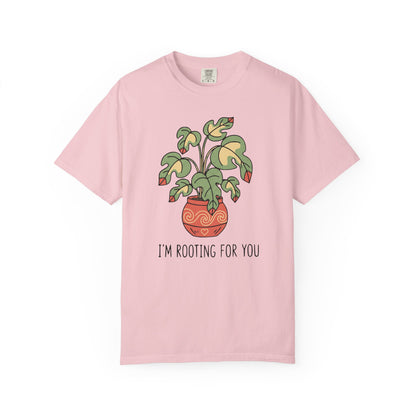 "I’m Rooting For You" Plant Lover Support T-Shirt — Cute Potted Plant Tee
