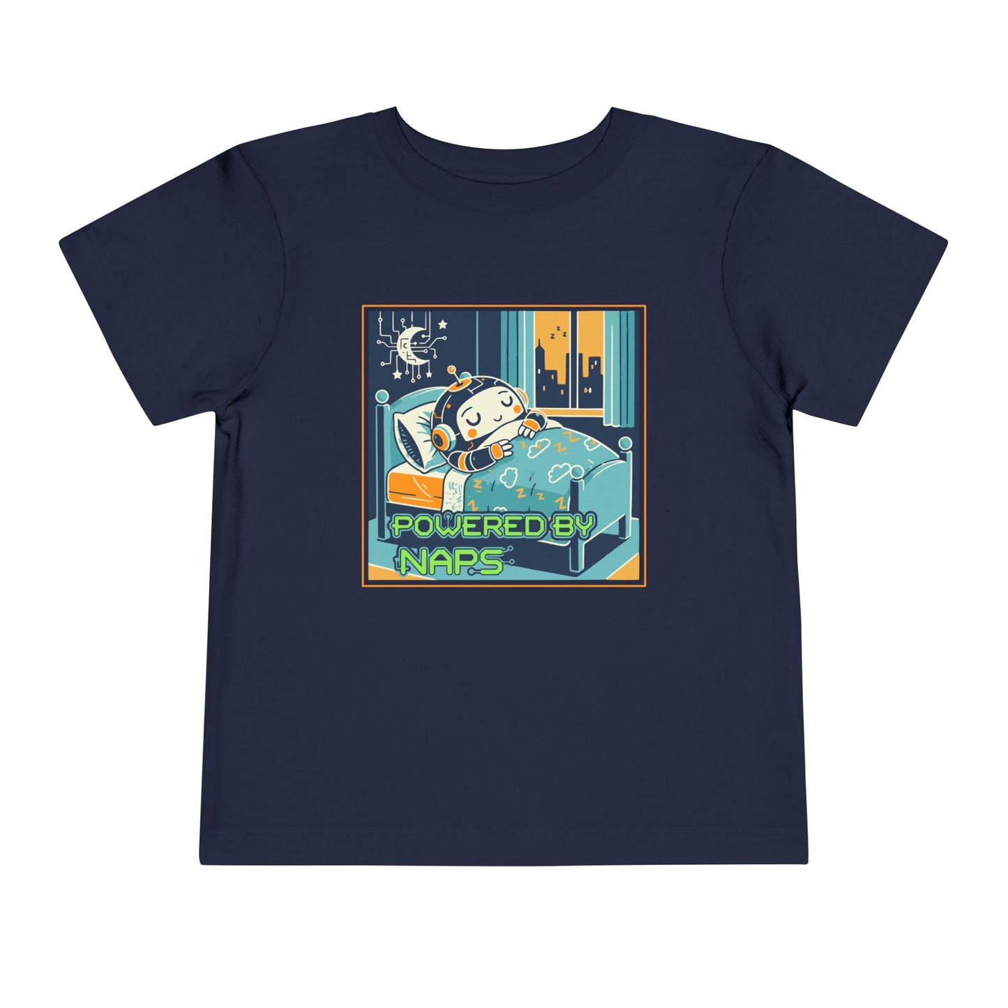 "Powered by Naps" Toddler Tee — Cute Sleepy Robot Android Graphic T-Shirt