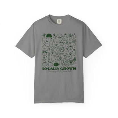 "Locally Grown: Plant Based & Good Taste" T-Shirt — Organic Vegan Farmer Garden Tee
