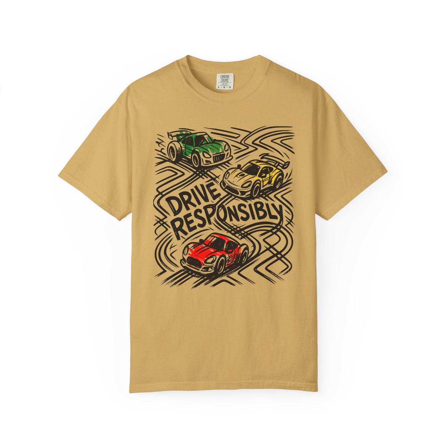 Drive Responsibly Vintage Car T-Shirt — Retro Racer Awareness Graphic Tee