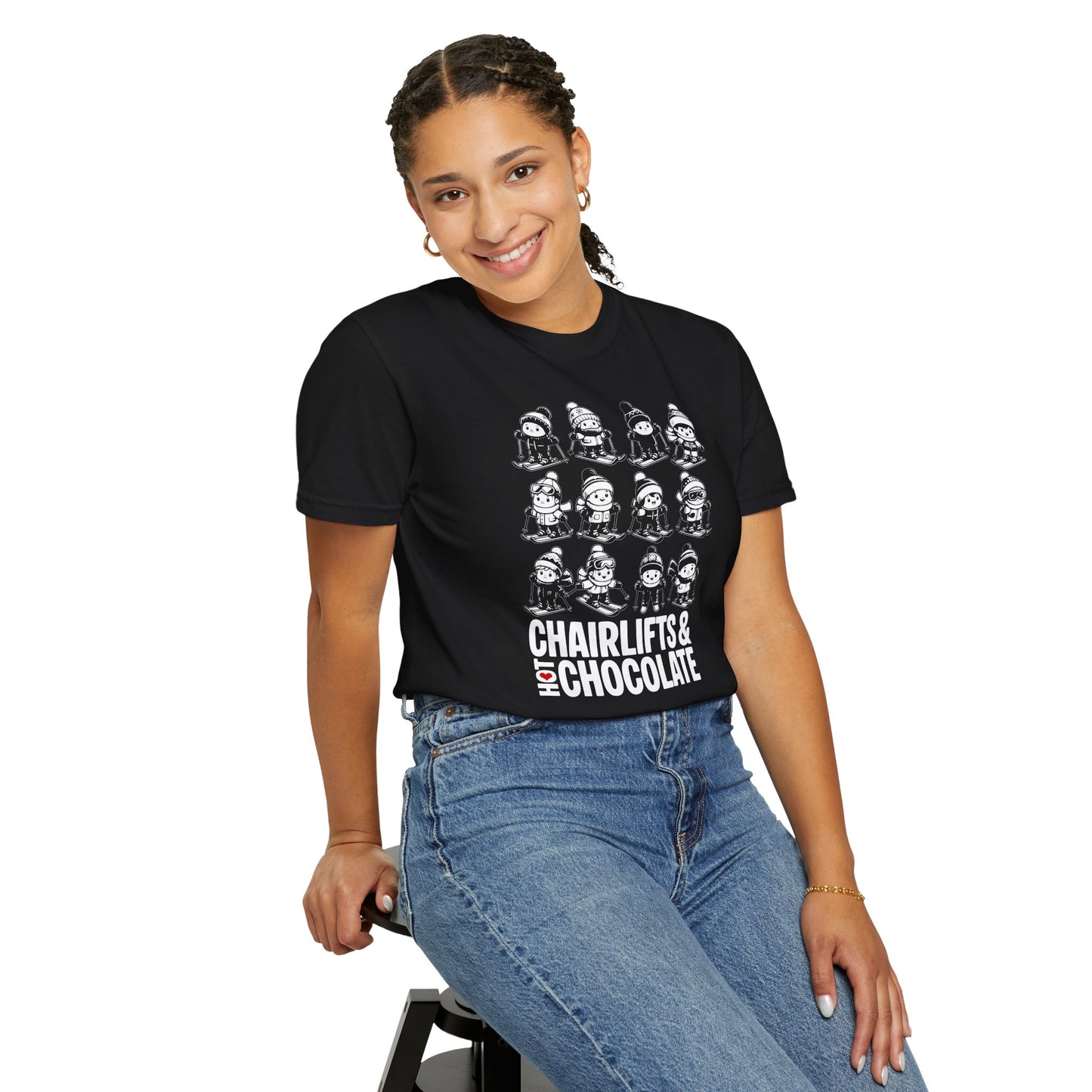 Chairlifts & Hot Chocolate T-Shirt — Cute Ski Lovers Winter Tee