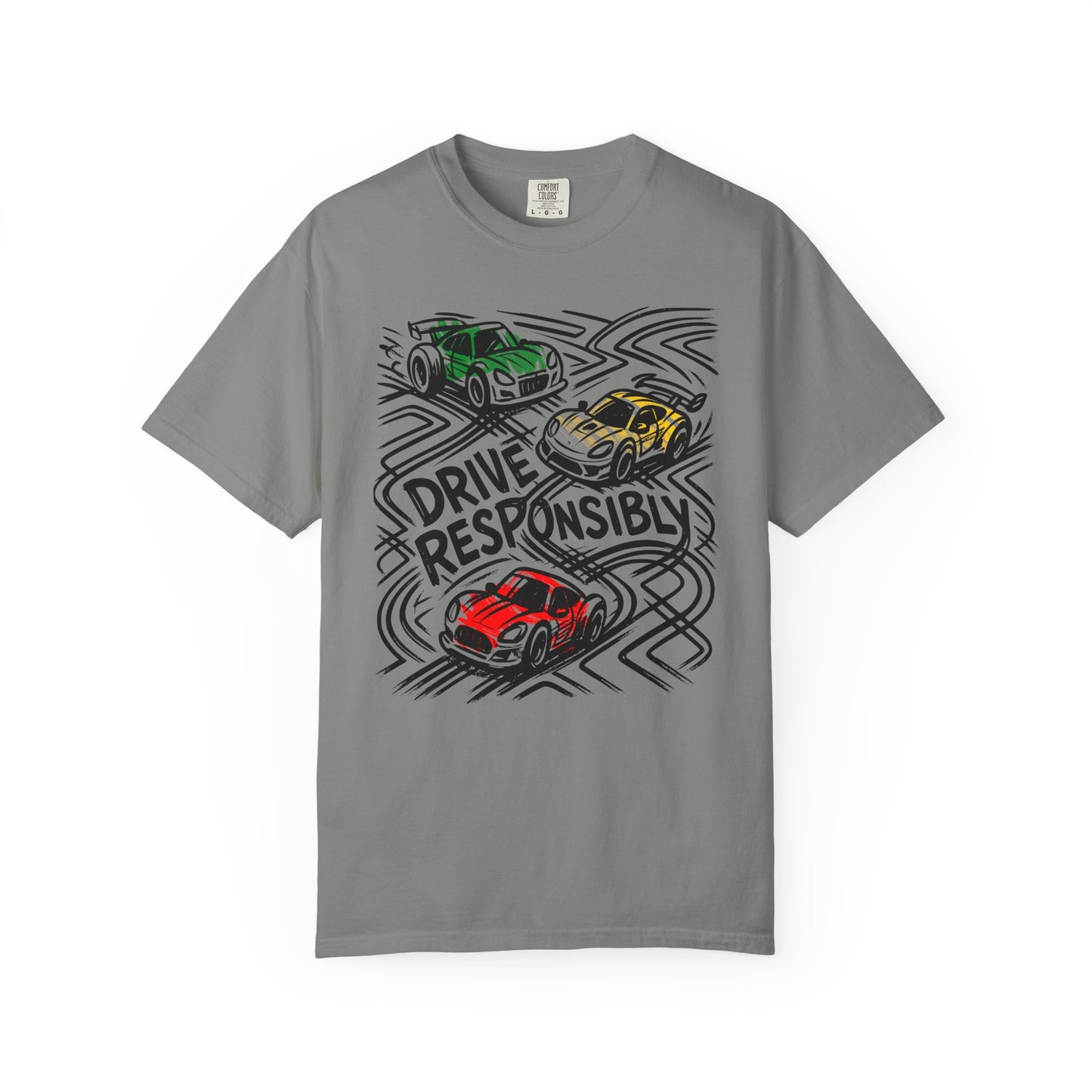 Drive Responsibly Vintage Car T-Shirt — Retro Racer Awareness Graphic Tee