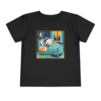 "Powered by Naps" Toddler Tee — Cute Sleepy Robot Android Graphic T-Shirt
