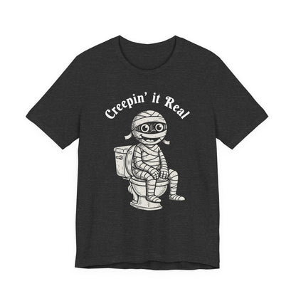 "Creepin' It Real" Vintage Tee - Funny Mummy on a Potty T-Shirt