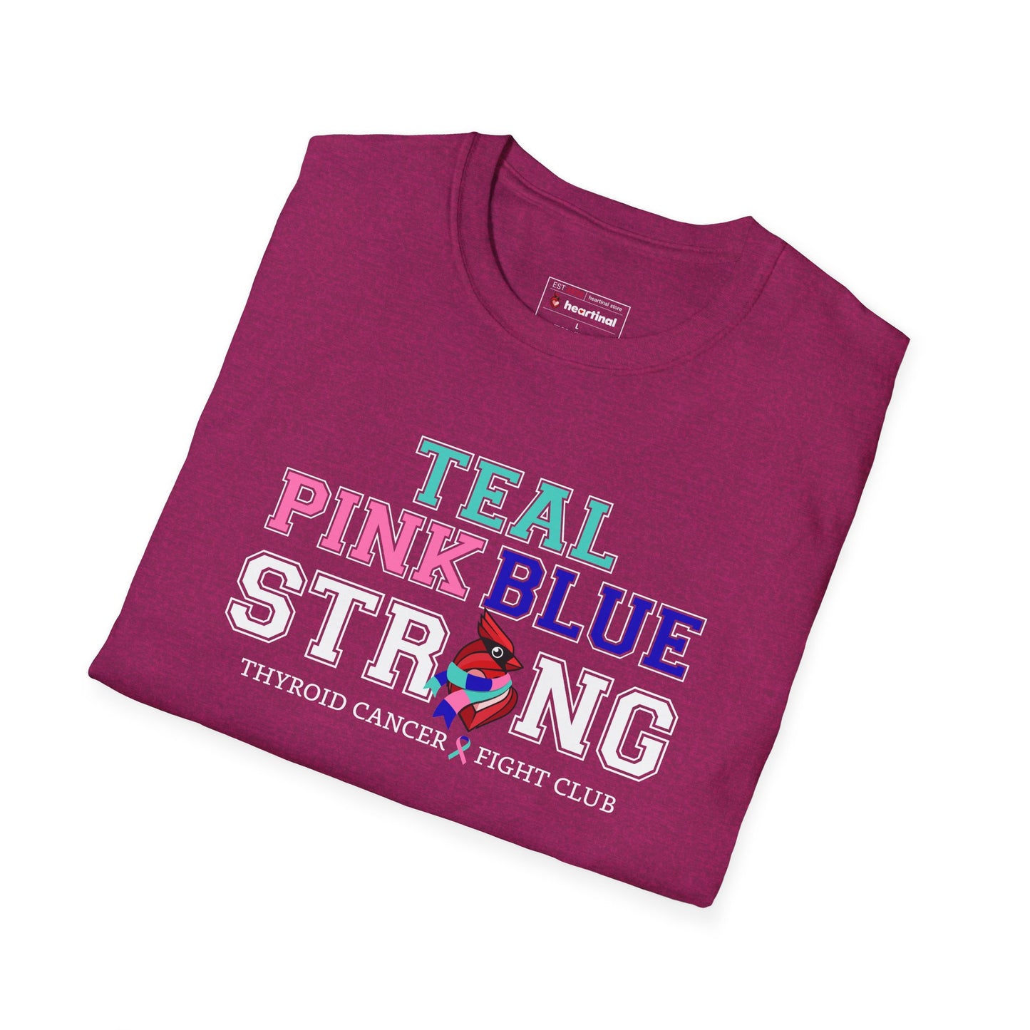 Teal Pink Blue Strong T-Shirt – Thyroid Cancer Awareness Ribbon Support Tee