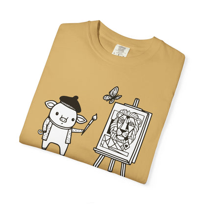 "Pigcasso" Pigment T-Shirt — Cute Pig Artist Illustration Painter Tee
