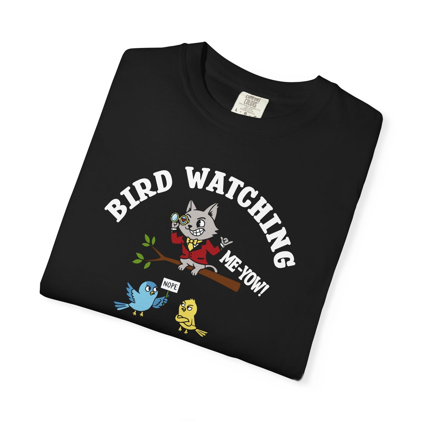 'Bird Watching' T-Shirt — Vintage Cartoon Cat Calling Graphic Tee