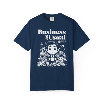 "Business as Usual" T-Shirt — Cute Chibi Office Worker Graphic Tee