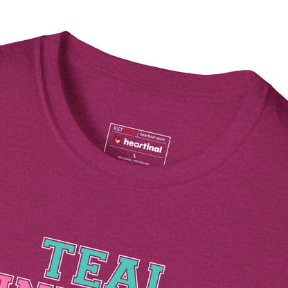 Teal Pink Blue Strong T-Shirt – Thyroid Cancer Awareness Ribbon Support Tee