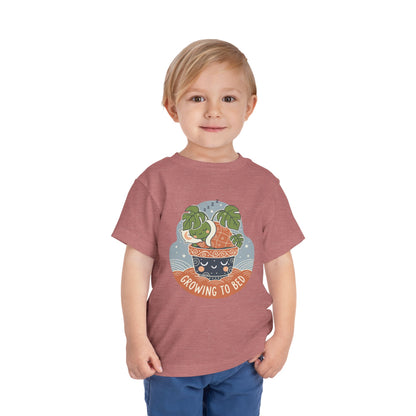 "Growing To Bed" Toddler Tee — Cute Sleeping Plant Pot Graphic