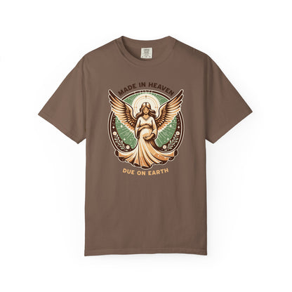 "Made in Heaven, Due on Earth" Angel Graphic T-Shirt — Vintage Expecting Mother Tee