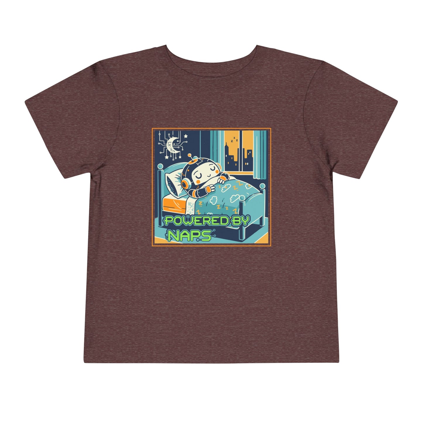 "Powered by Naps" Toddler Tee — Cute Sleepy Robot Android Graphic T-Shirt