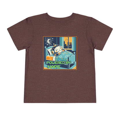 "Powered by Naps" Toddler Tee — Cute Sleepy Robot Android Graphic T-Shirt