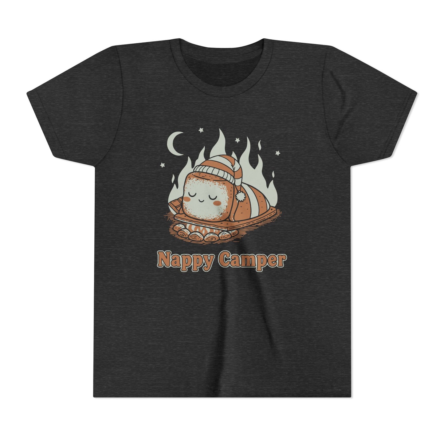 "Nappy Camper" Youth Tee — Cute Sleeping Marshmallow Camping T-Shirt