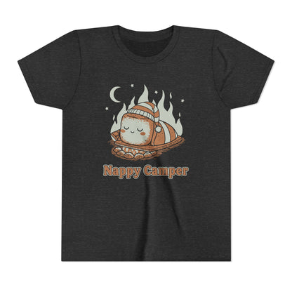 "Nappy Camper" Youth Tee — Cute Sleeping Marshmallow Camping T-Shirt