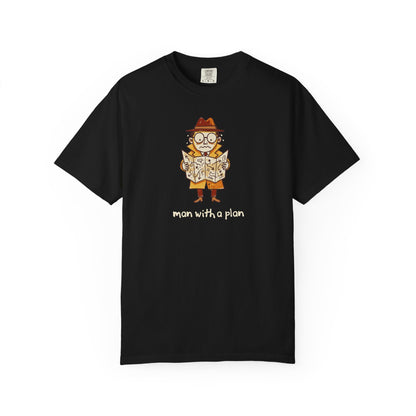 Man With a Plan T-Shirt — Cute Confused Detective Map Graphic Tee