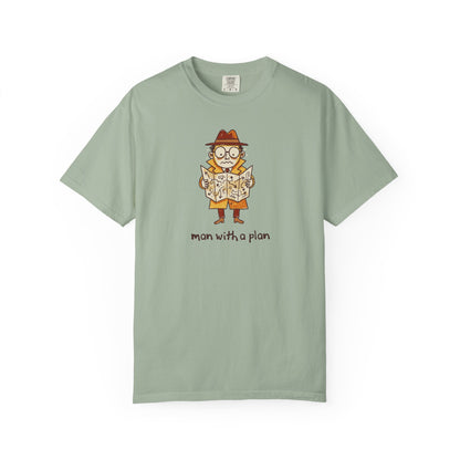 Man With a Plan T-Shirt — Cute Confused Detective Map Graphic Tee