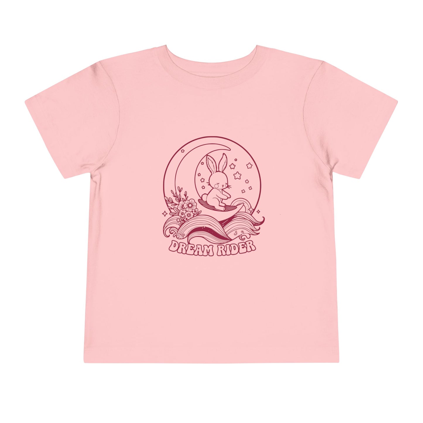 "Dream Rider" Toddler Tee — Sleepy Bunny Moon Surfer Graphic T-Shirt