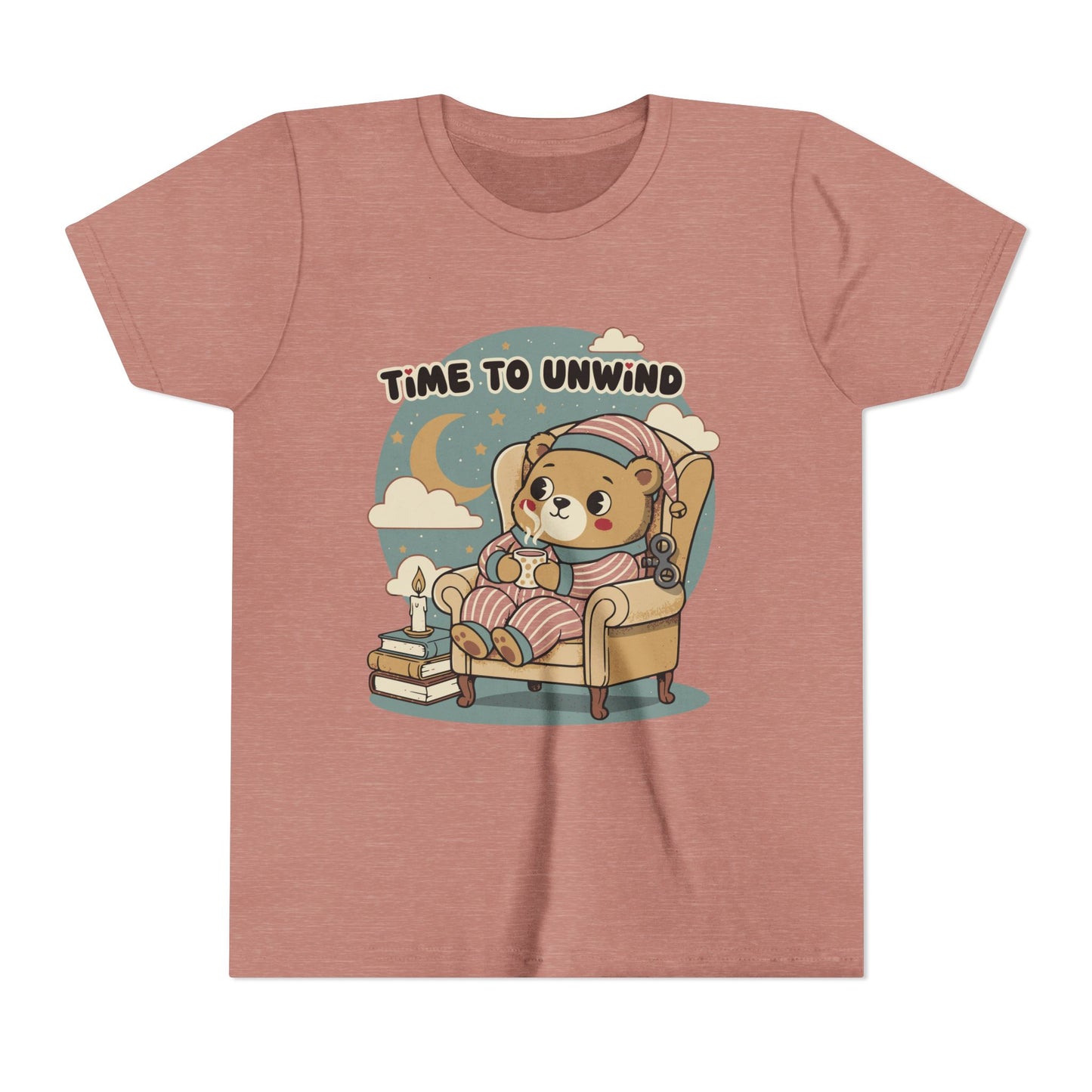 'Time to Unwind' Youth Tee — Windup Toy Bear Relaxing Graphic T-Shirt