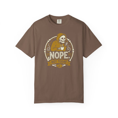 "Nope. Not Today." Skull Tee — Funny Grim Reaper Flipping the Bird Graphic T-Shirt