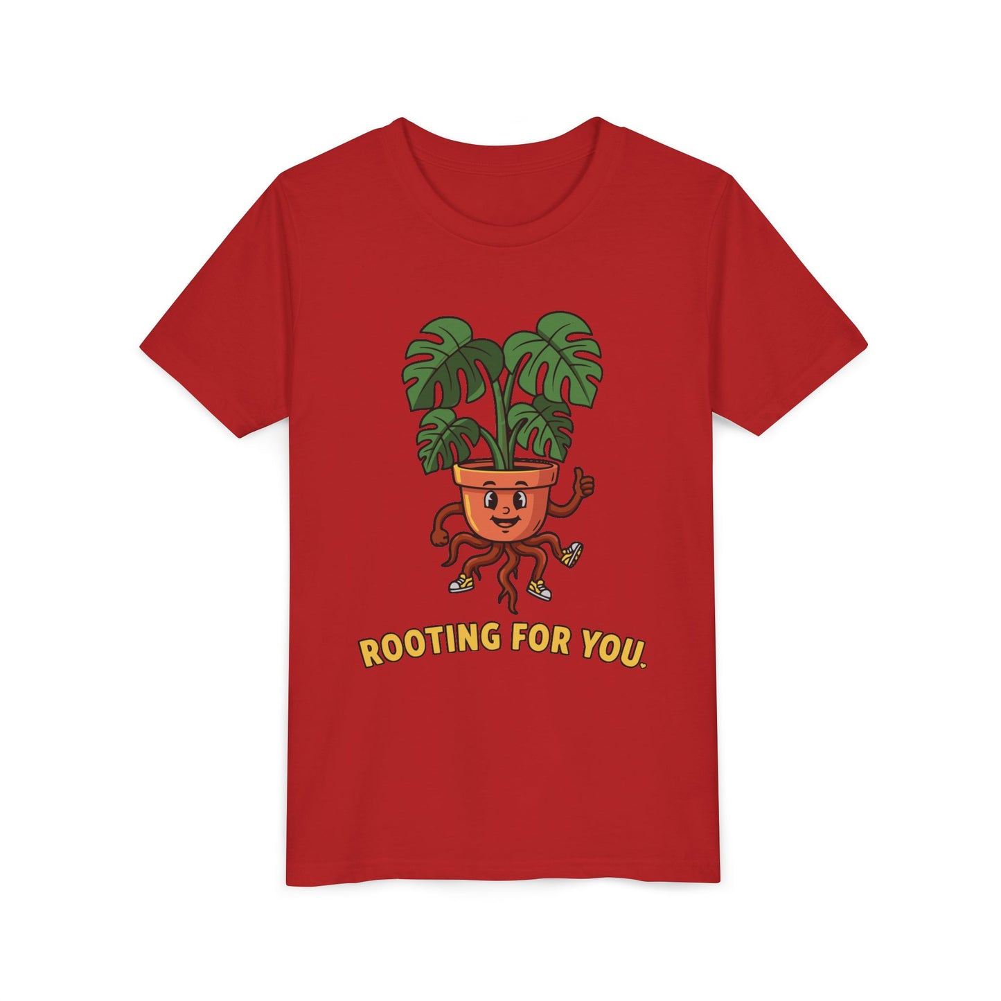 "Rooting For You" Youth Tee — Cute Plant Pot Support Graphic T-Shirt