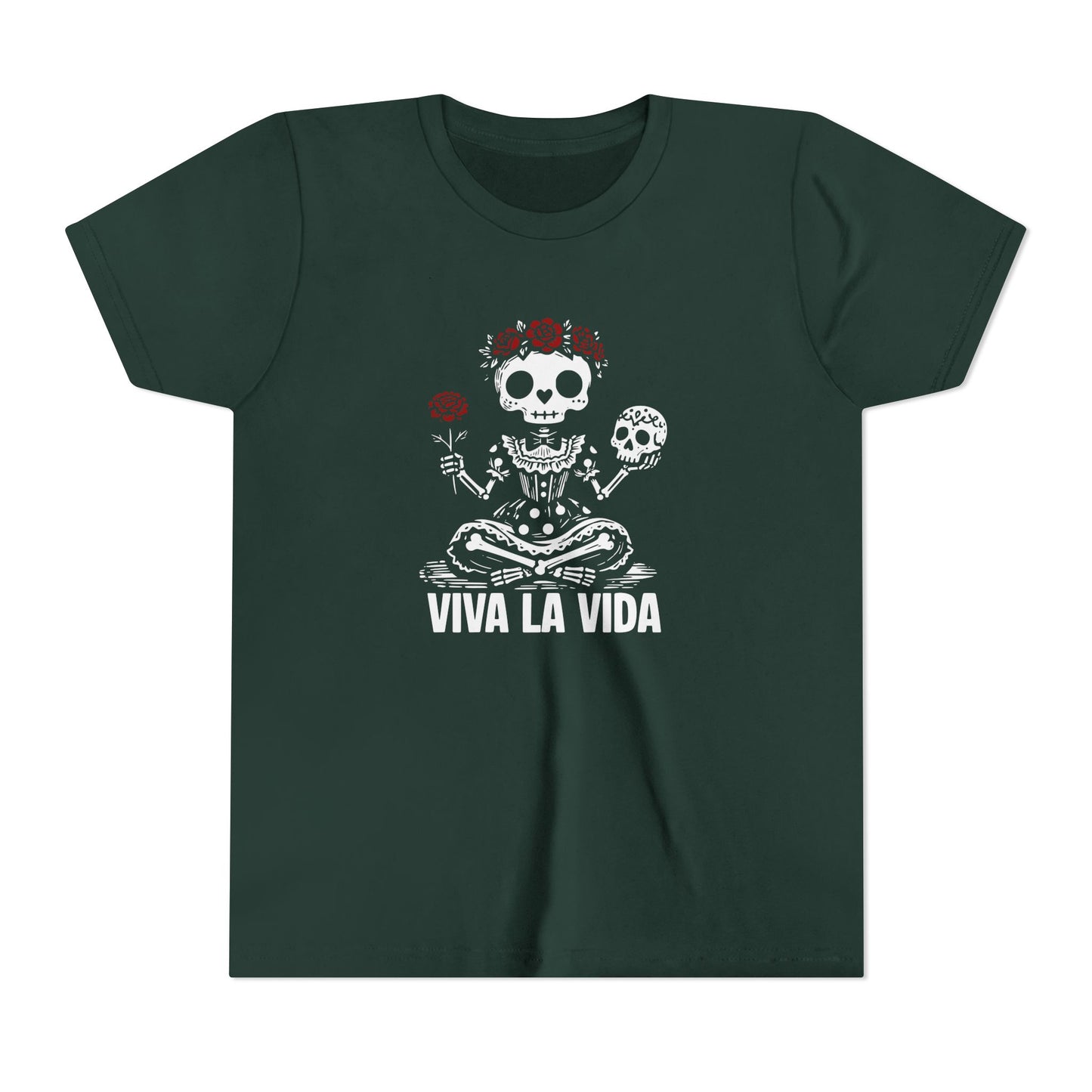 'Viva La Vida' Youth Tee - Day of the Dead Skull Girl Graphic