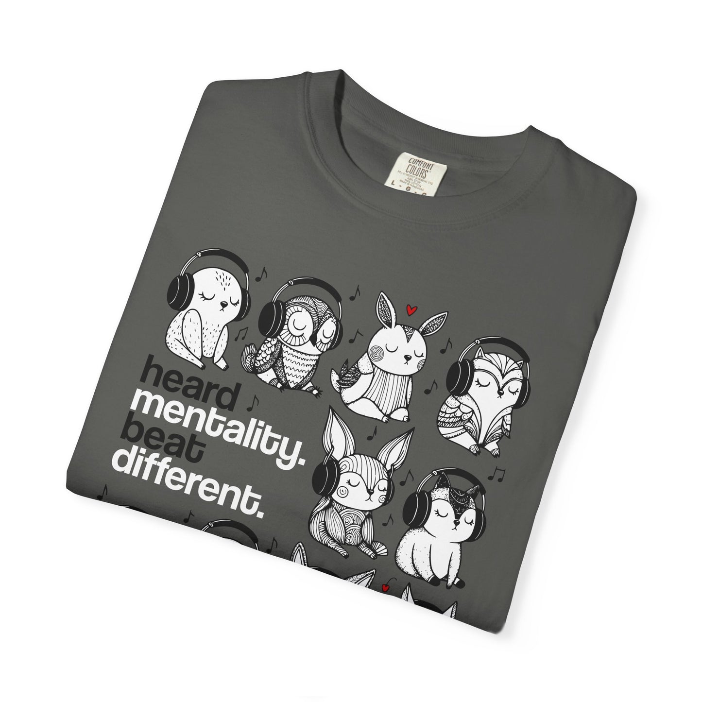 'Heard Mentality. Beat Different.' T-Shirt — Headphone Bunny Animals Graphic Tee