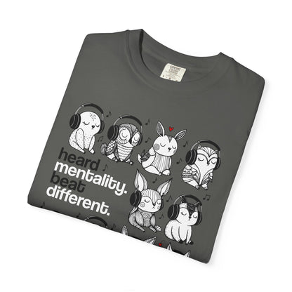 'Heard Mentality. Beat Different.' T-Shirt — Headphone Bunny Animals Graphic Tee
