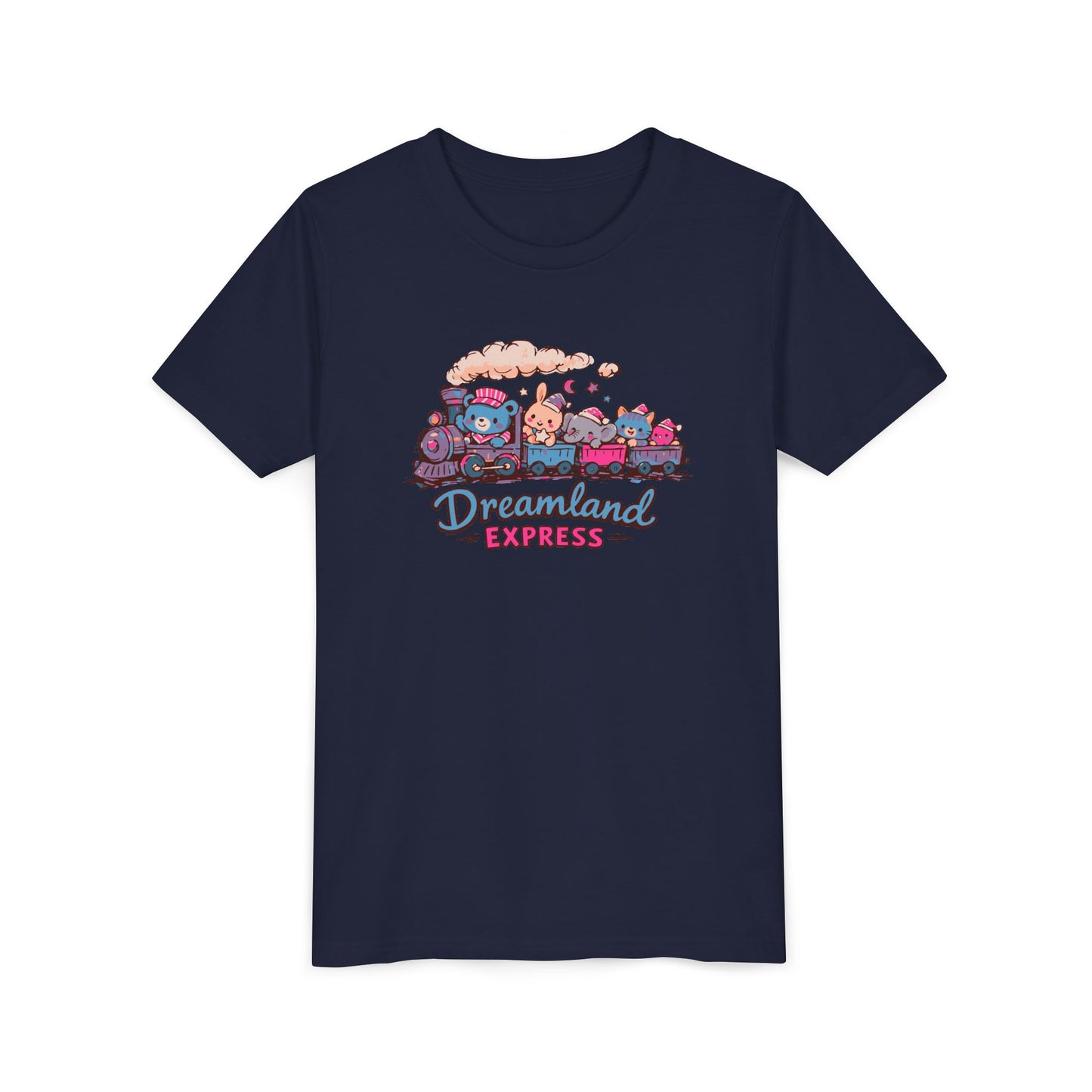 "Dreamland Express" Youth Tee — Cute Train & Animal Crew Kids Shirt