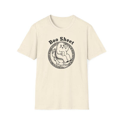 Boo Sheet T-Shirt — Funny Ghost on Toilet Halloween Tee