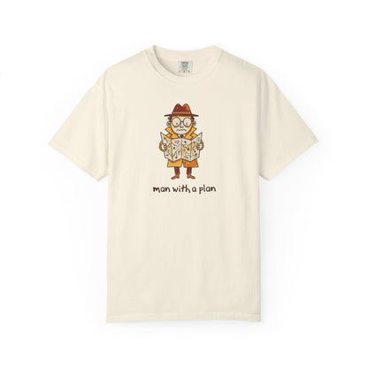 Man With a Plan T-Shirt — Cute Confused Detective Map Graphic Tee
