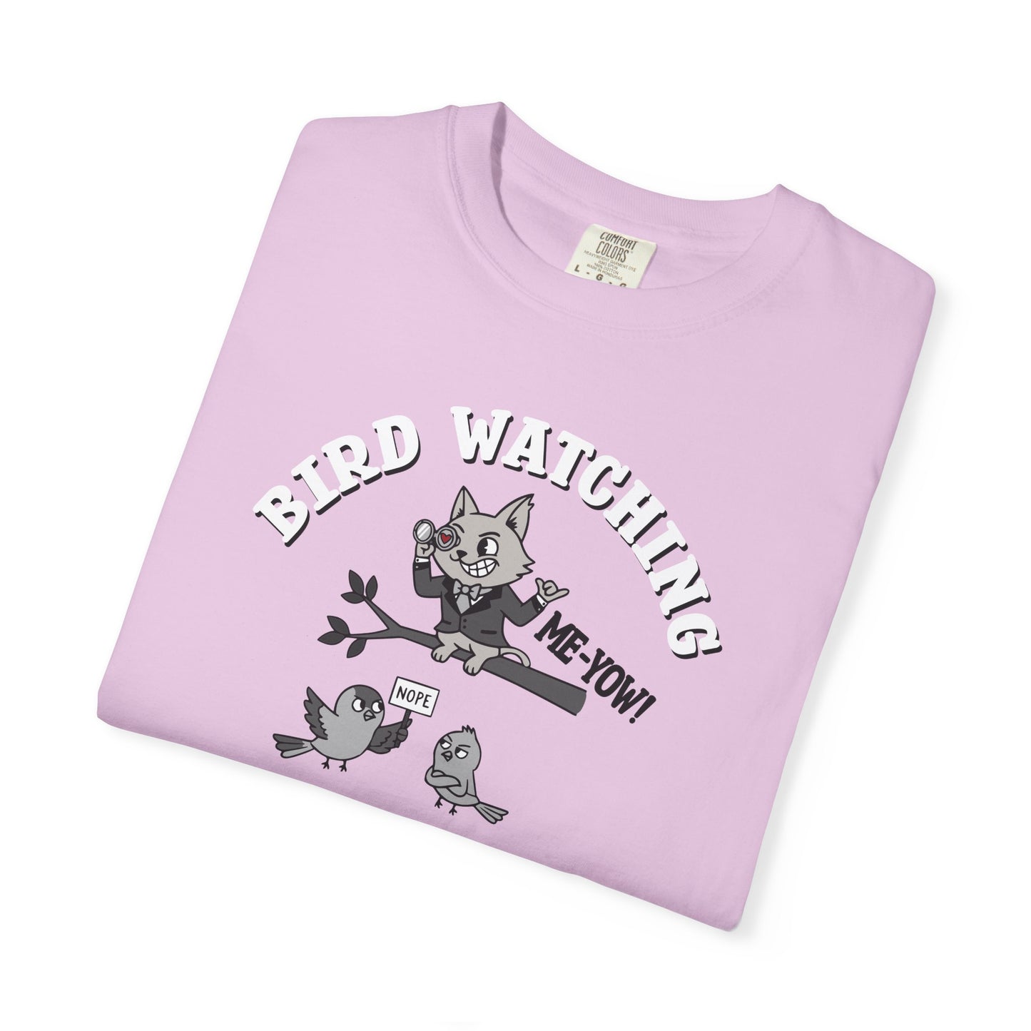 'Bird Watching' T-Shirt — Vintage Cartoon Cat Calling Graphic Tee