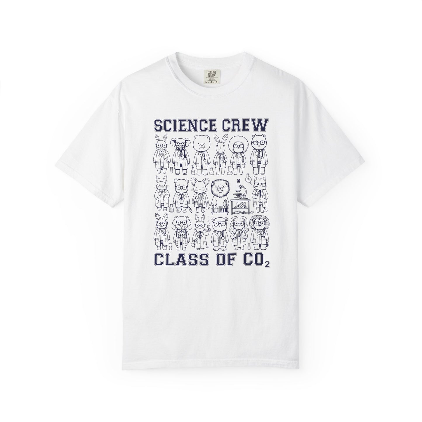 "Science Crew: Class of CO₂" T-Shirt - Cartoon Chemistry Cute Animal Tee