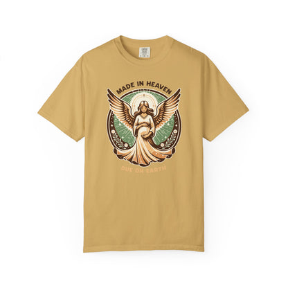 "Made in Heaven, Due on Earth" Angel Graphic T-Shirt — Vintage Expecting Mother Tee