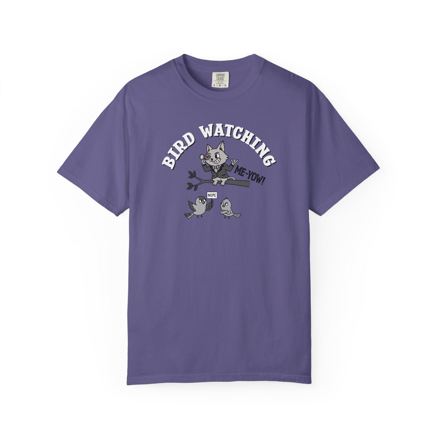 'Bird Watching' T-Shirt — Vintage Cartoon Cat Calling Graphic Tee