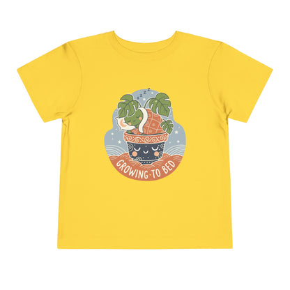 "Growing To Bed" Toddler Tee — Cute Sleeping Plant Pot Graphic