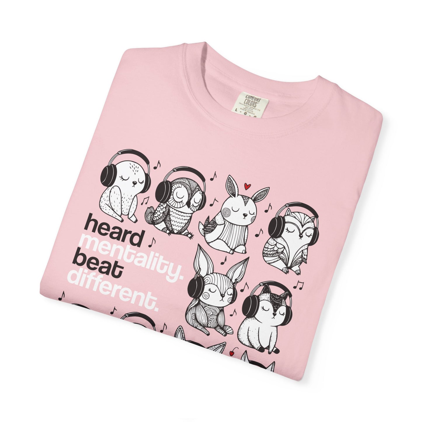 'Heard Mentality. Beat Different.' T-Shirt — Headphone Bunny Animals Graphic Tee