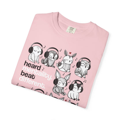 'Heard Mentality. Beat Different.' T-Shirt — Headphone Bunny Animals Graphic Tee