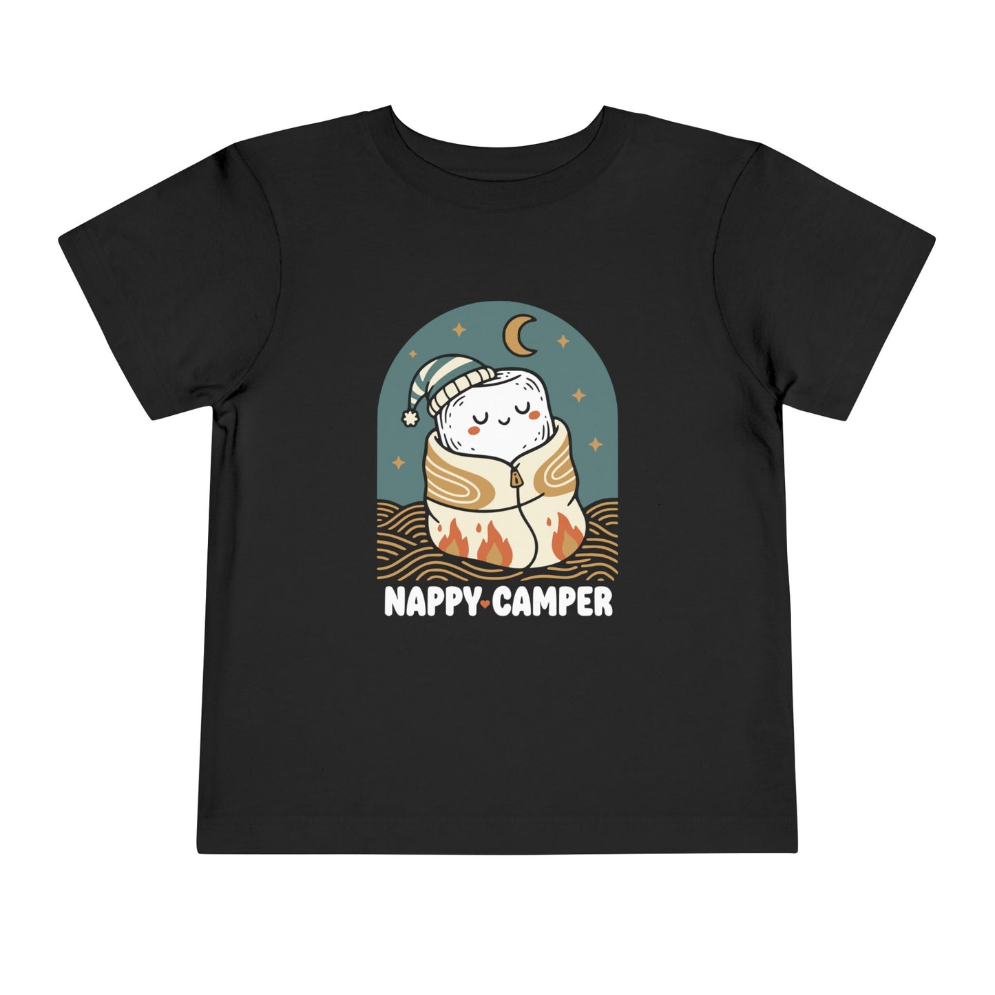 "Nappy Camper" Toddler Tee — Cute Sleeping Camper Graphic Shirt