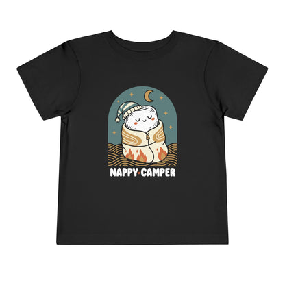 "Nappy Camper" Toddler Tee — Cute Sleeping Camper Graphic Shirt